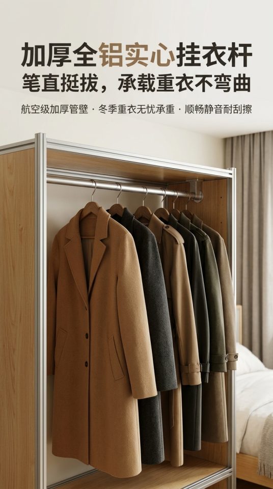 铝型材海洋板木制落地衣帽架服装店轻奢店原木装修服装工作室衣柜