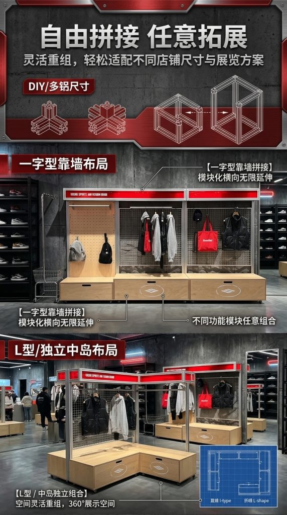 海洋板亚克力展示架可移动产品陈列架展会买手店货架商用置物架 - 产品图片
