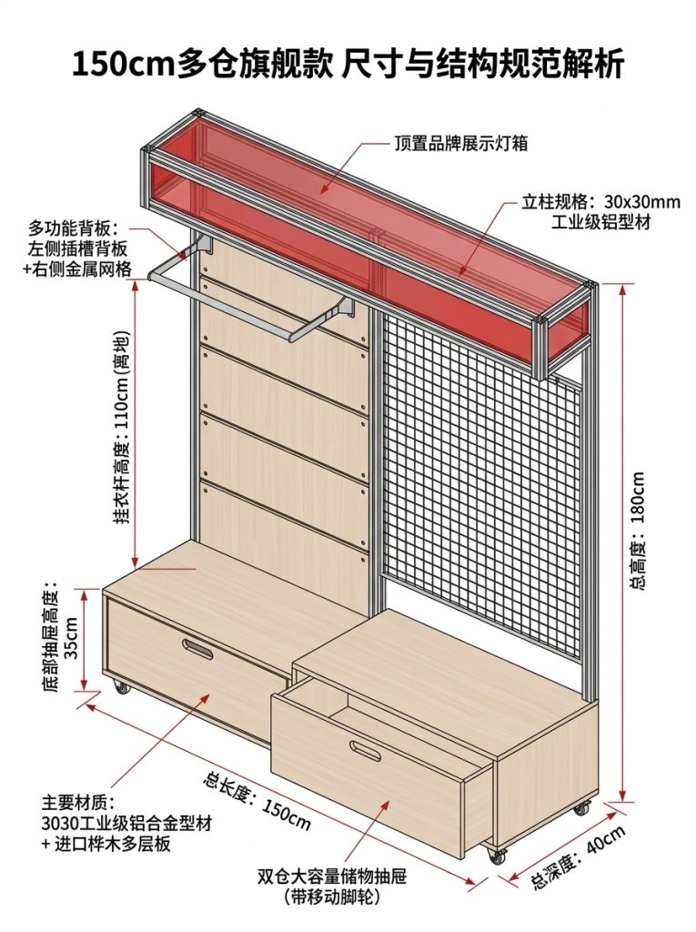 海洋板亚克力展示架可移动产品陈列架展会买手店货架商用置物架 - 产品图片