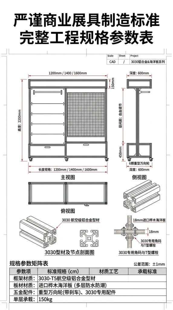 海洋板亚克力展示架可移动产品陈列架展会买手店货架商用置物架 - 产品图片
