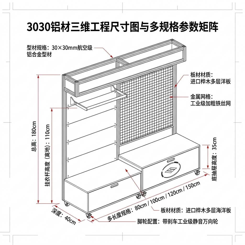 海洋板亚克力展示架可移动产品陈列架展会买手店货架商用置物架 - 产品图片