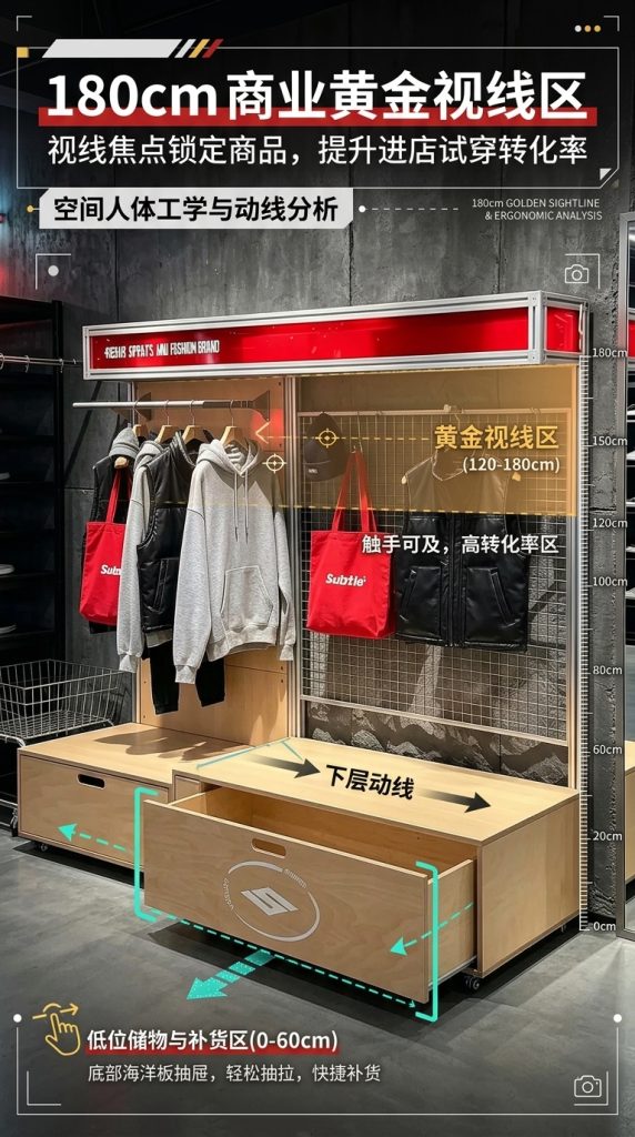 海洋板亚克力展示架可移动产品陈列架展会买手店货架商用置物架 - 产品图片