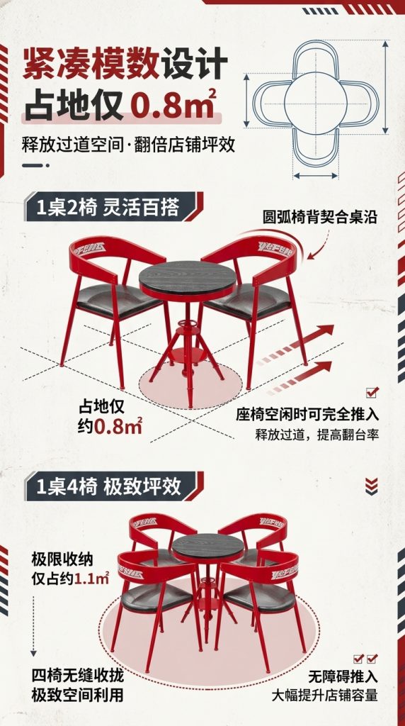 工业风桌椅组合酒吧餐台椅奶茶店咖啡厅休息区洽谈桌网红餐饮家具 - 产品图片