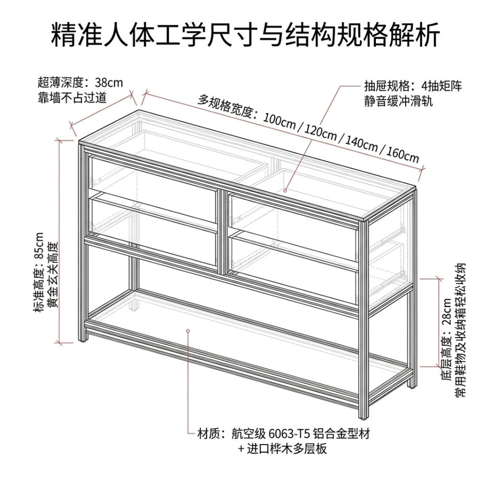 海洋版展示柜进门玄关桌子储物柜铝型材落地靠墙边柜陈列柜定制