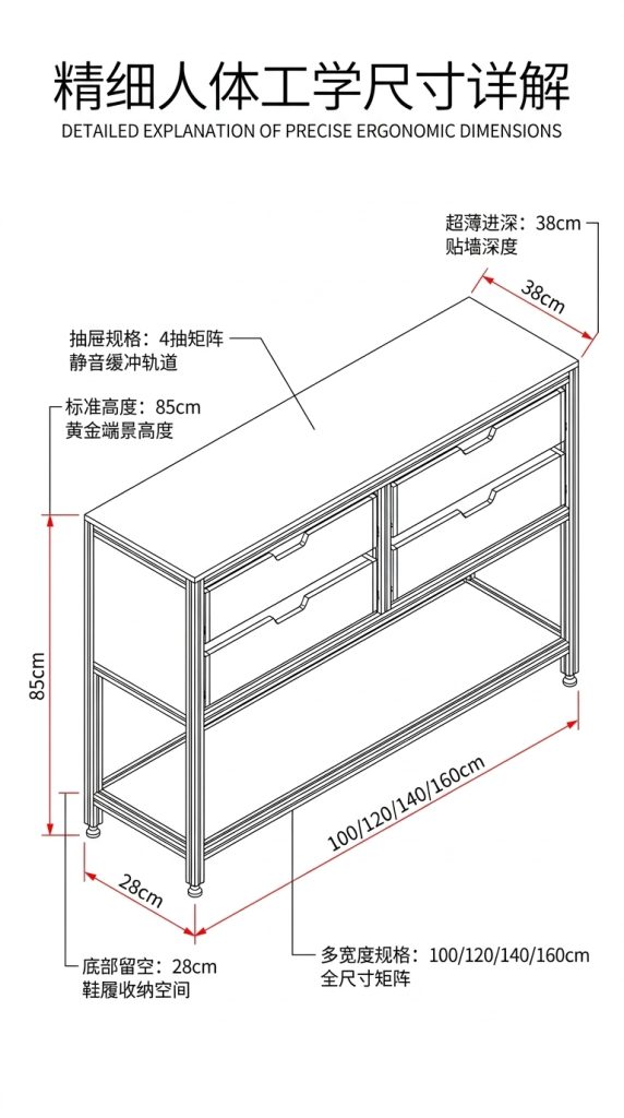 海洋版展示柜进门玄关桌子储物柜铝型材落地靠墙边柜陈列柜定制 - 产品图片
