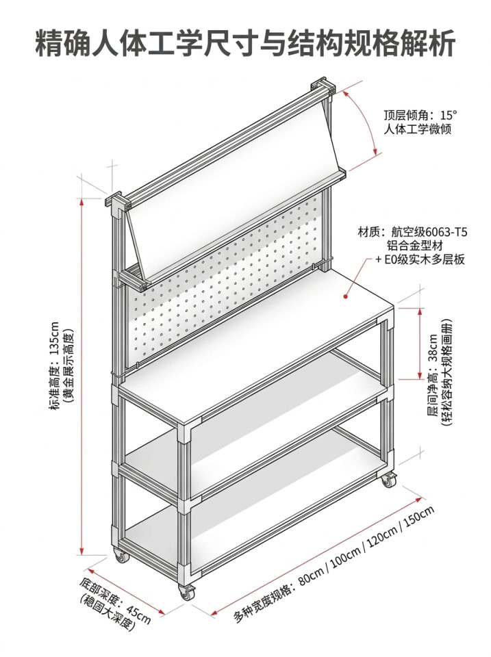 工业风金属展示架3层落地式书房储物陈列架可定制展架置物架货架