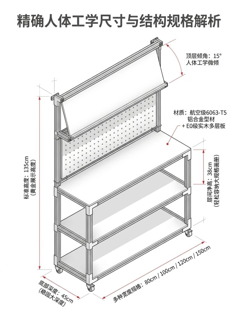 工业风金属展示架3层落地式书房储物陈列架可定制展架置物架货架 - 产品图片