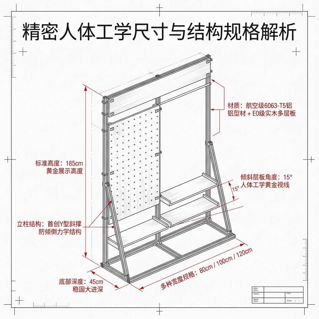 铝型材展示架展览馆木架子Y型架样品陈列架文创馆艺术洞洞板展架 - 产品图片