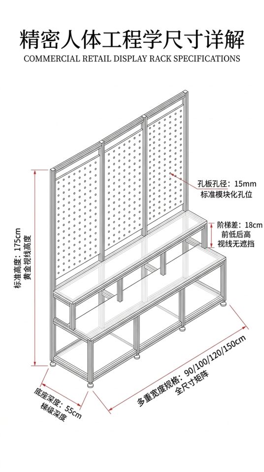 阶梯置物架商超多层陈列架海洋板店铺展示架洞洞板落地式收纳货架