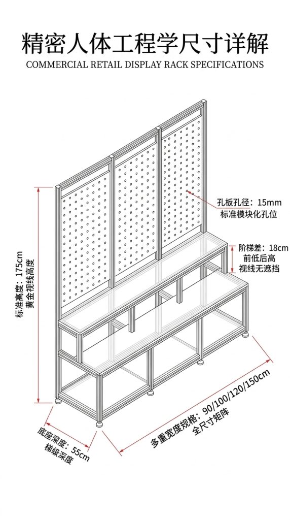 阶梯置物架商超多层陈列架海洋板店铺展示架洞洞板落地式收纳货架 - 产品图片