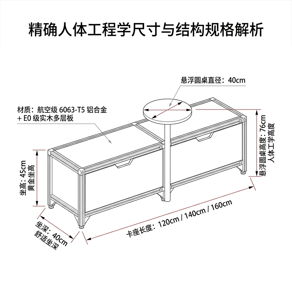 铝型材桌椅卡座休闲区桌椅组合茶几创意卡座储物柜商用转角卡座 - 产品图片