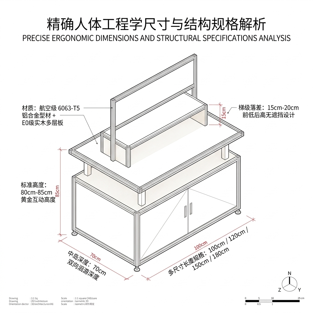 木质多层展示架中岛流水台商业陈列架简约现代展柜茶叶店文创展柜 - 产品图片