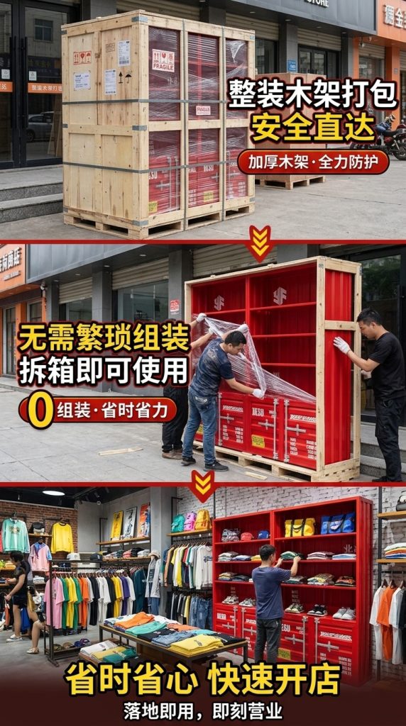 酒柜展示柜手办产品乐高陈列柜工业风集装箱商用展示玻璃柜置物架 - 产品图片