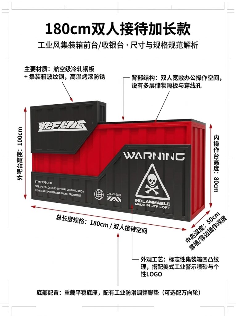 工业风吧台收银台酒吧清吧小酒馆健身房商用集装箱铁艺前台接待台 - 产品图片