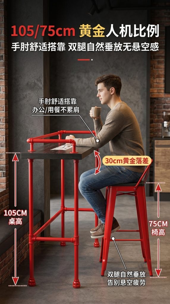 实木吧台桌酒吧奶茶店桌椅组合家用靠墙创意高脚桌铁艺吧台长条桌 - 产品图片