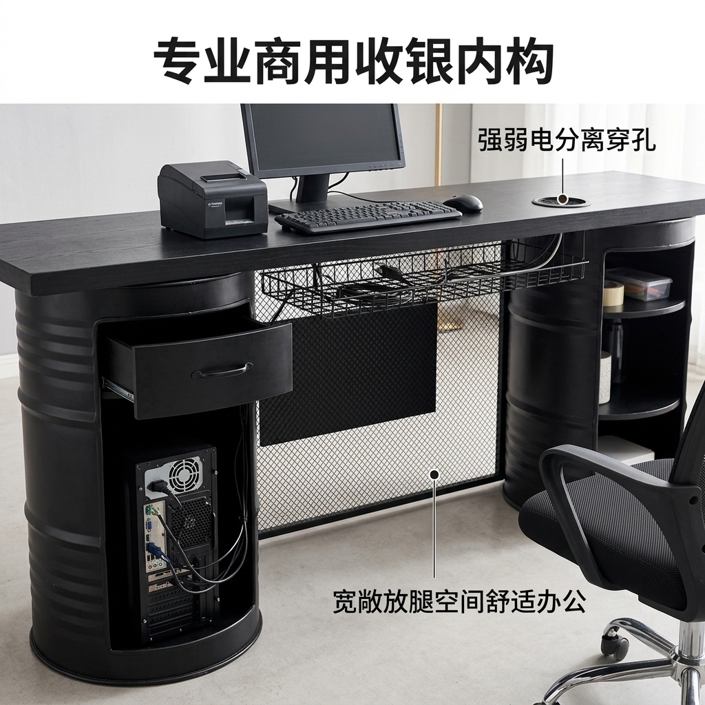 工业风酒吧清吧吧台收银台复古烧烤店汽修美容改装店铺前台接待台 - 产品图片