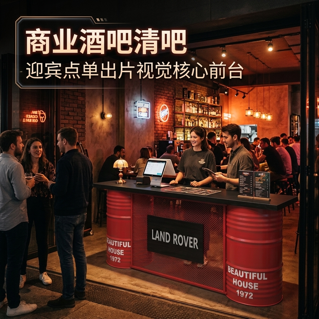 工业风酒吧清吧吧台收银台复古烧烤店汽修美容改装店铺前台接待台 - 产品图片