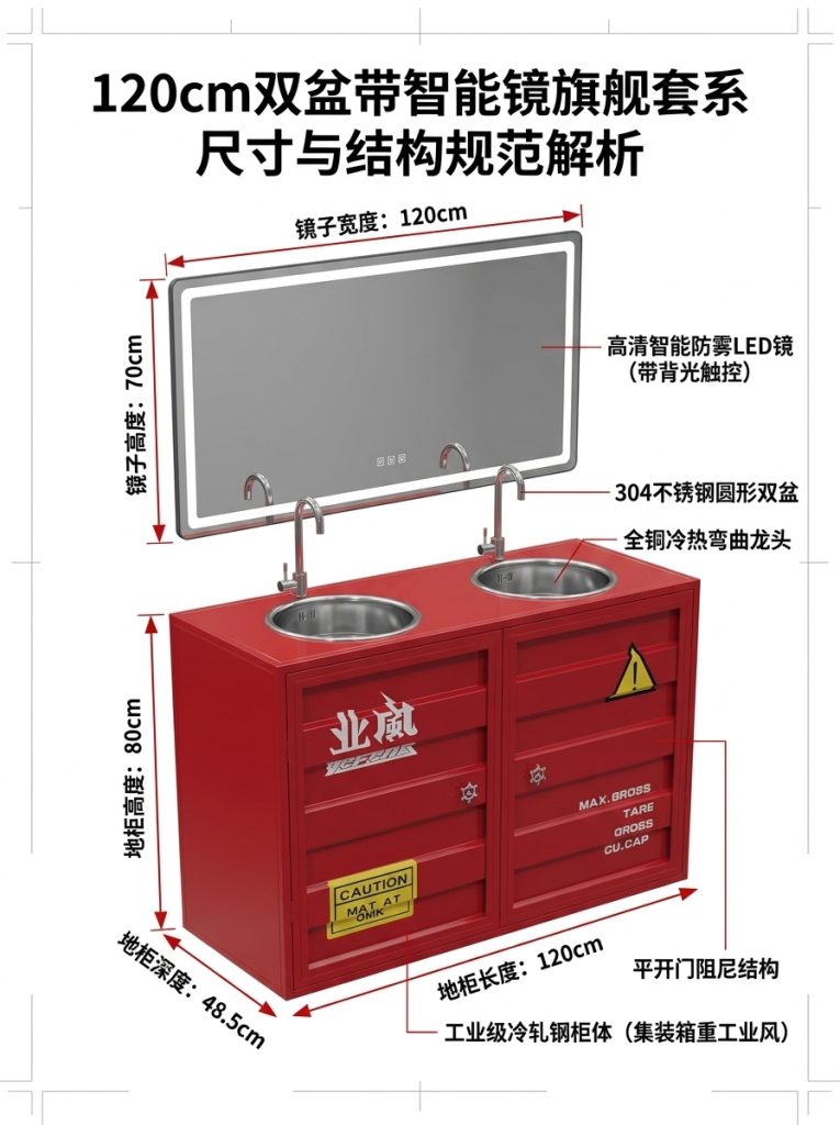铁艺洗手池集装箱洗手盆柜子工业风酒吧清吧餐厅卫生间创意洗手 - 产品图片