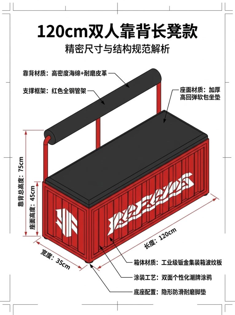 工业风酒吧清吧桌椅组合咖啡厅烧烤店商用创意集装箱铁艺卡座沙发 - 产品图片