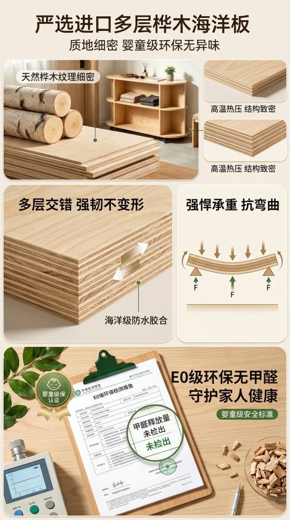 海洋板入户玄关柜可移动多层收纳架简约木质储物柜客厅咖啡柜边柜 - 产品图片