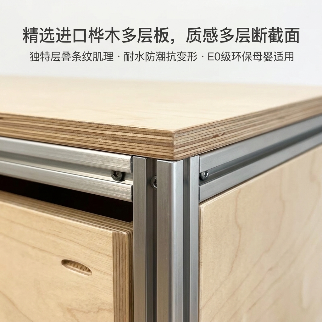 海洋版展示柜进门玄关桌子储物柜铝型材落地靠墙边柜陈列柜定制 - 产品图片