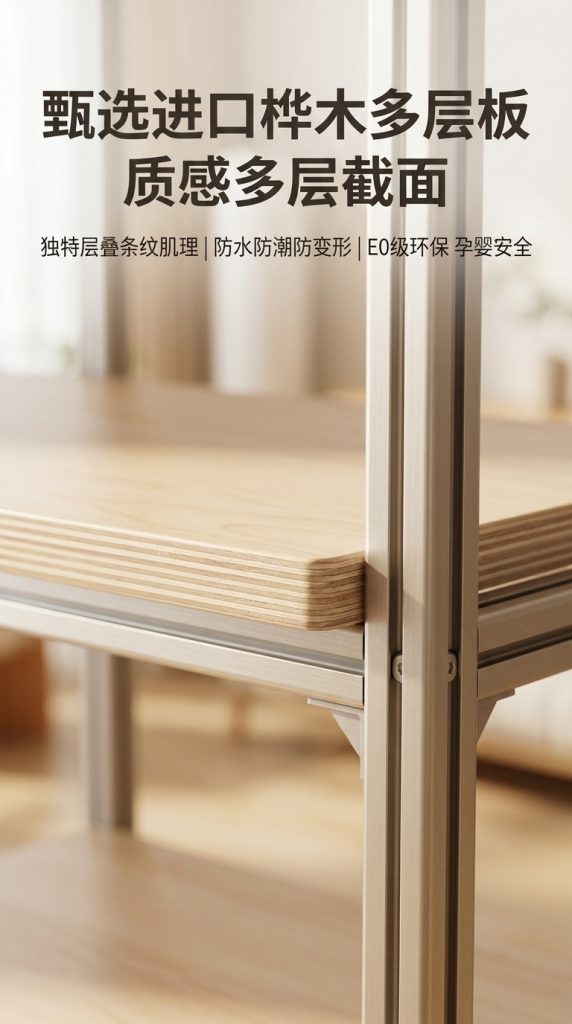 温柔风铝型材海洋板服装展示架落地式多层收纳架商场服装店衣帽架 - 产品图片
