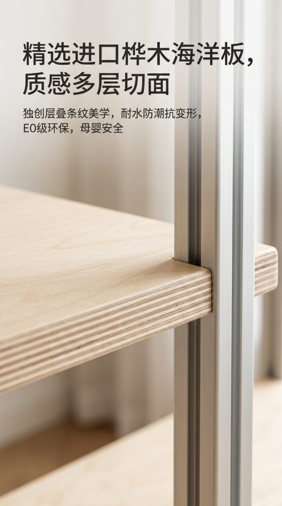 铝型材海洋板木制落地衣帽架服装店轻奢店原木装修服装工作室衣柜 - 产品图片