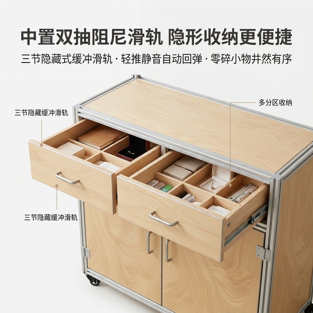 海洋板铝型材展示柜商铺落地式货柜收纳柜洞洞板一体置物架定制 - 产品图片