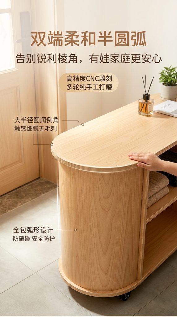 海洋板入户玄关柜可移动多层收纳架简约木质储物柜客厅咖啡柜边柜 - 产品图片