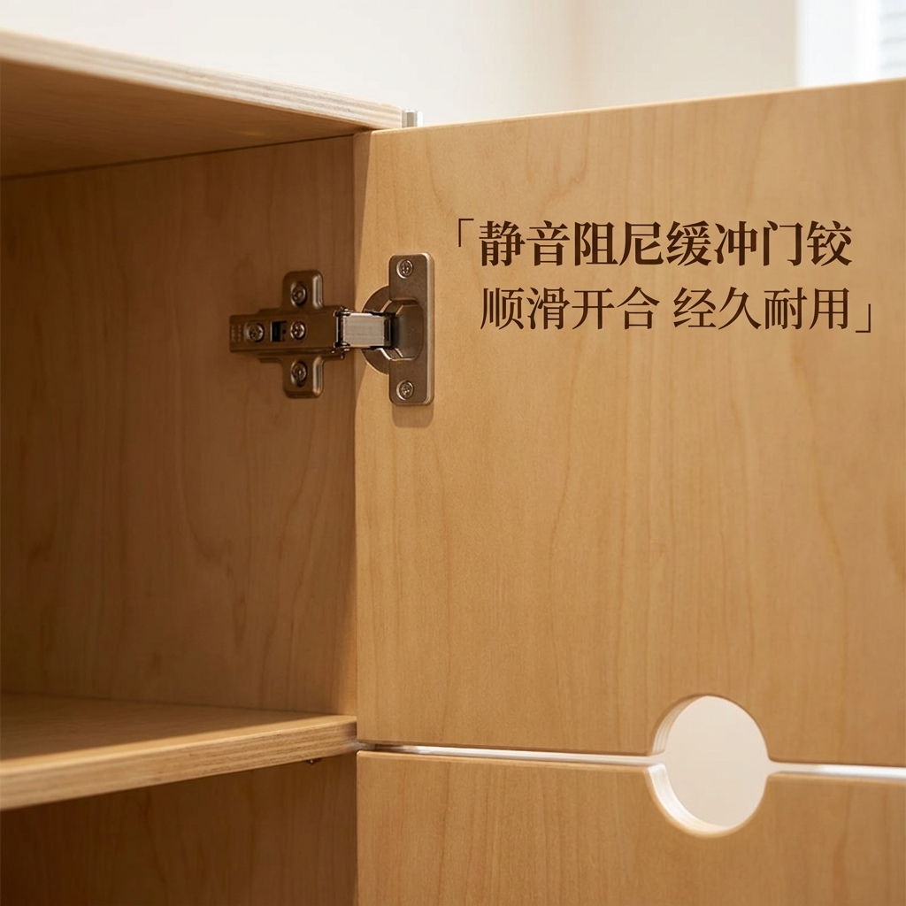 海洋板光轴餐边柜客厅多门储物柜多功能靠墙收纳柜工业风落地斗柜 - 产品图片