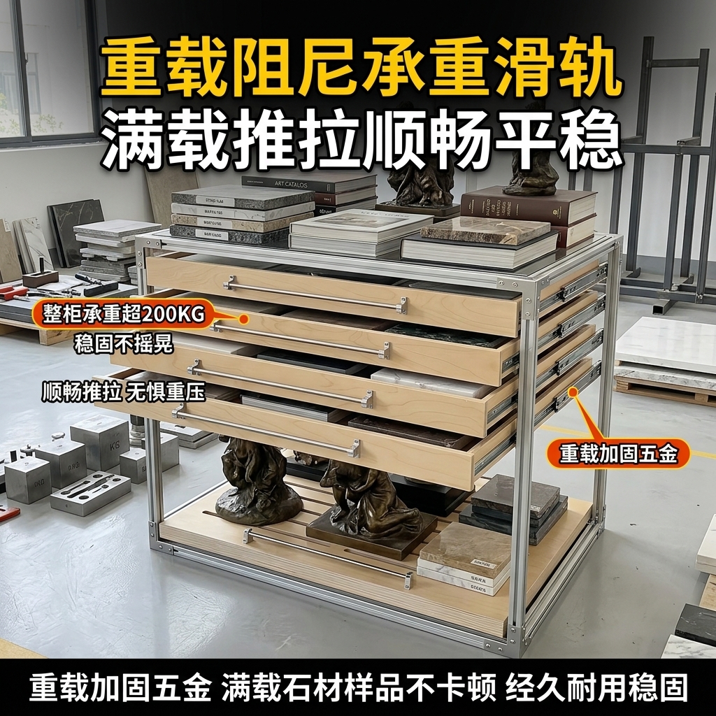 铝型材海洋板展示柜产品展柜抽屉多层分格柜卡纸展架光轴拉手高级 - 产品图片