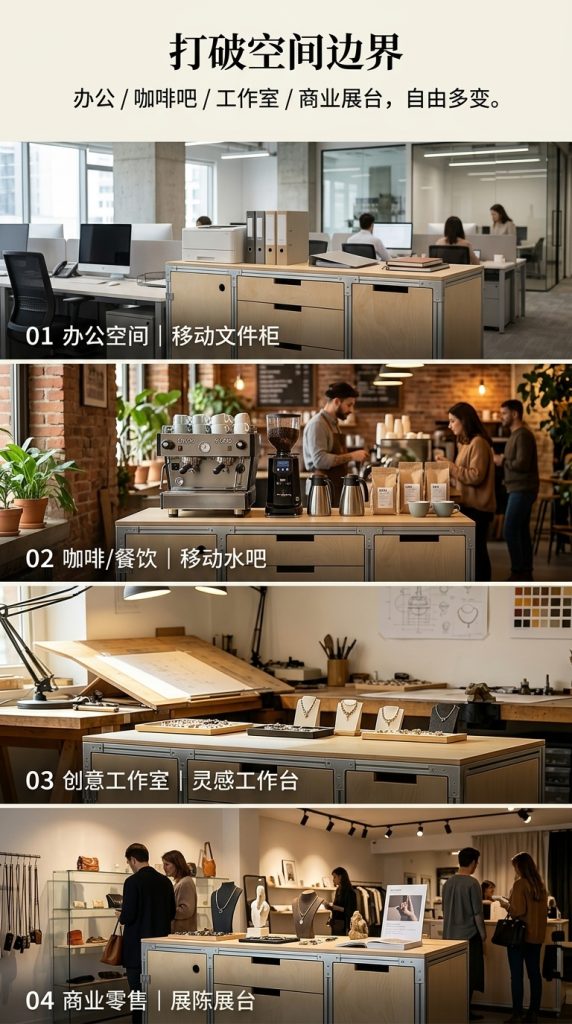 海洋板多层抽屉置物柜办公室多功能储物柜可移动咖啡柜商用展示柜 - 产品图片