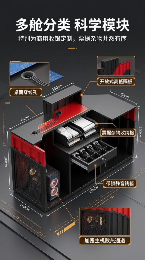工业风吧台收银台酒吧清吧小酒馆健身房商用集装箱铁艺前台接待台 - 产品图片