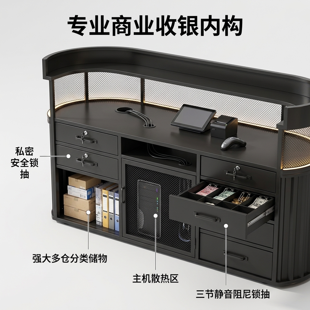 工业风吧台收银台酒吧清吧小酒馆健身房商用集装箱铁艺前台接待台 - 产品图片