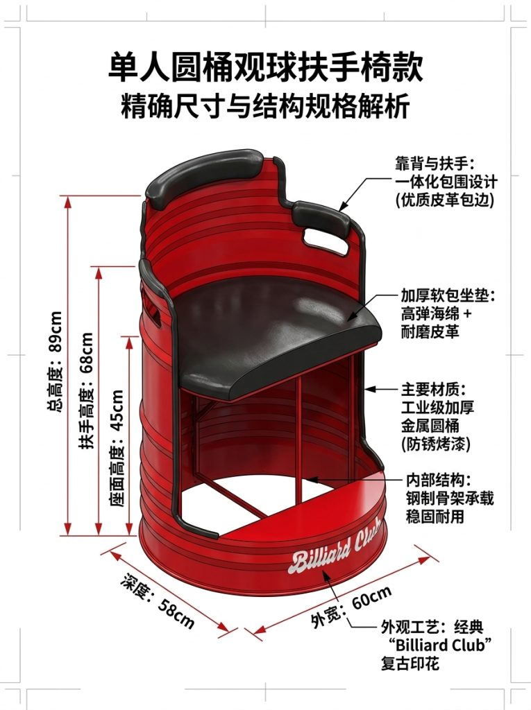 工业风台球厅观球椅新款桌球休息专用观球椅子观战看球台球室桌椅 - 产品图片