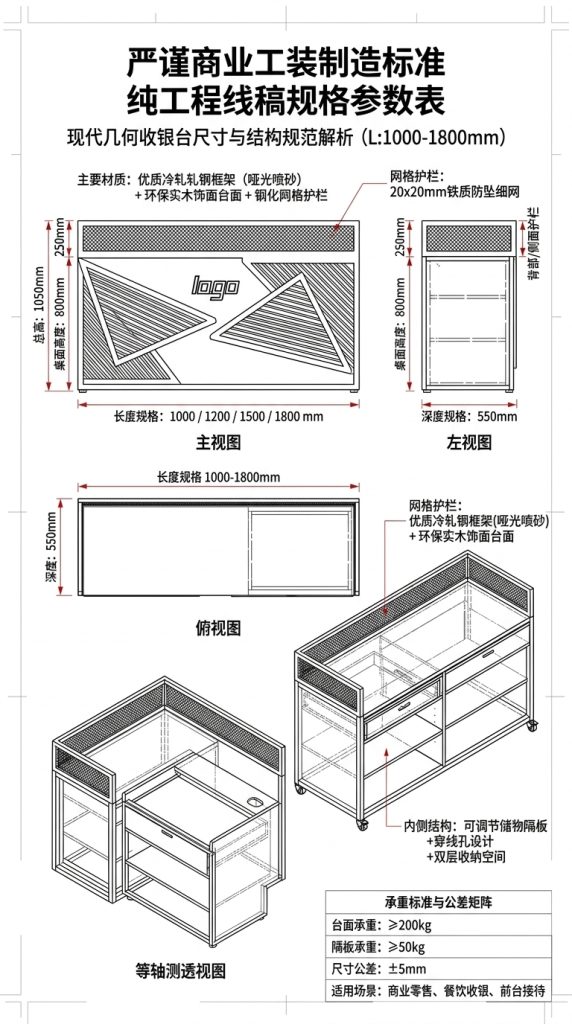 北欧ins网红服装店收银台吧台奶茶店咖啡厅复古小型前台接待柜台 - 产品图片