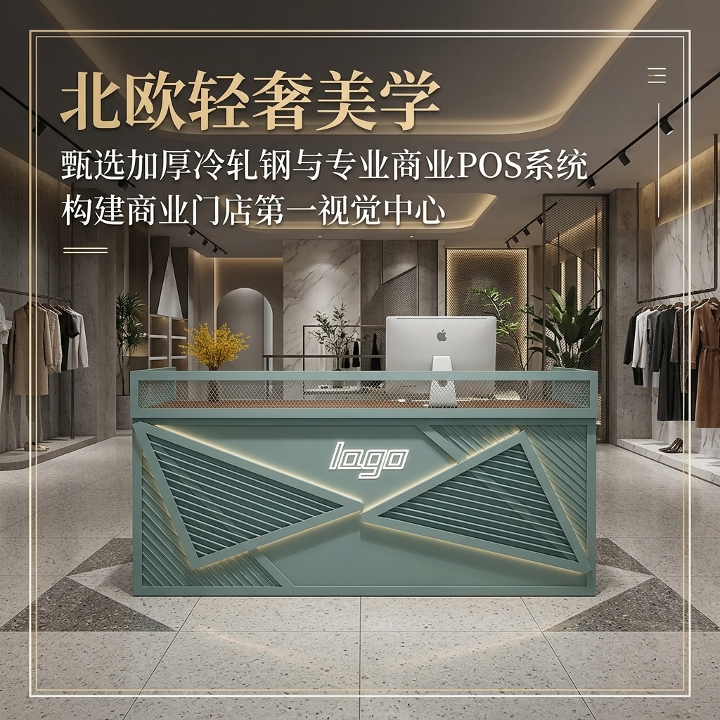 北欧ins网红服装店收银台吧台奶茶店咖啡厅复古小型前台接待柜台 - 产品图片