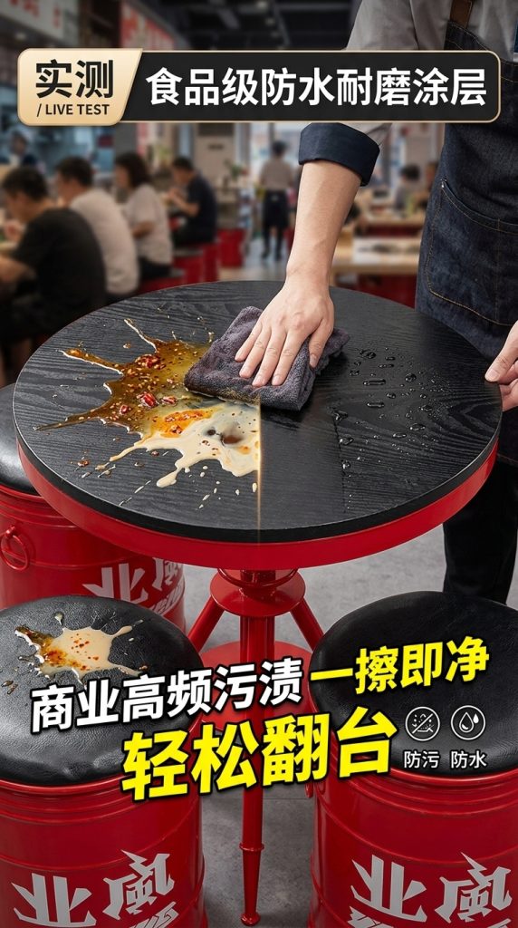 工业风桌椅组合网红奶茶店咖啡厅等候接待区域酒吧清吧露营风桌椅 - 产品图片