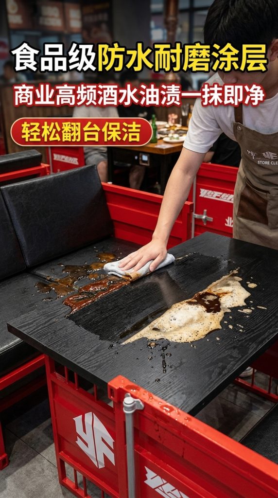 工业风酒吧桌椅组合清吧烧烤店西餐厅咖啡厅商用铁艺餐椅卡座沙发 - 产品图片