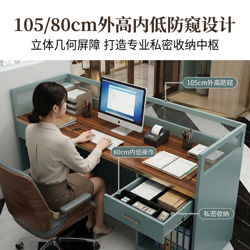北欧ins网红服装店收银台吧台奶茶店咖啡厅复古小型前台接待柜台 - 产品图片