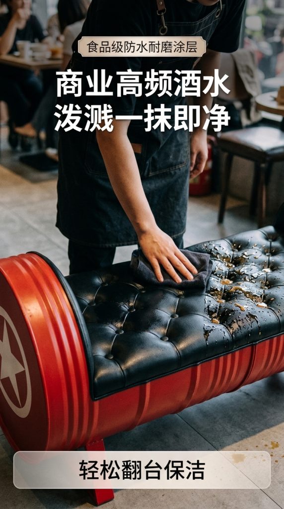 工业风长凳卡座复古美式酒吧ktv沙发油桶服装店试鞋凳创意长条椅 - 产品图片