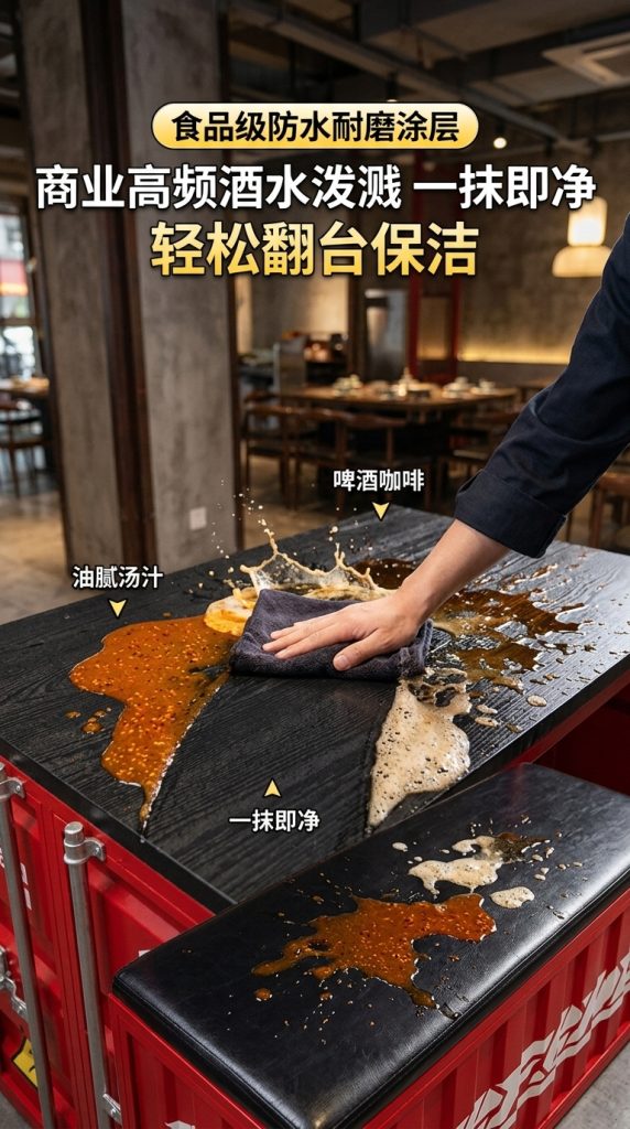 工业风酒吧清吧桌椅组合咖啡厅烧烤店商用创意集装箱铁艺卡座沙发 - 产品图片