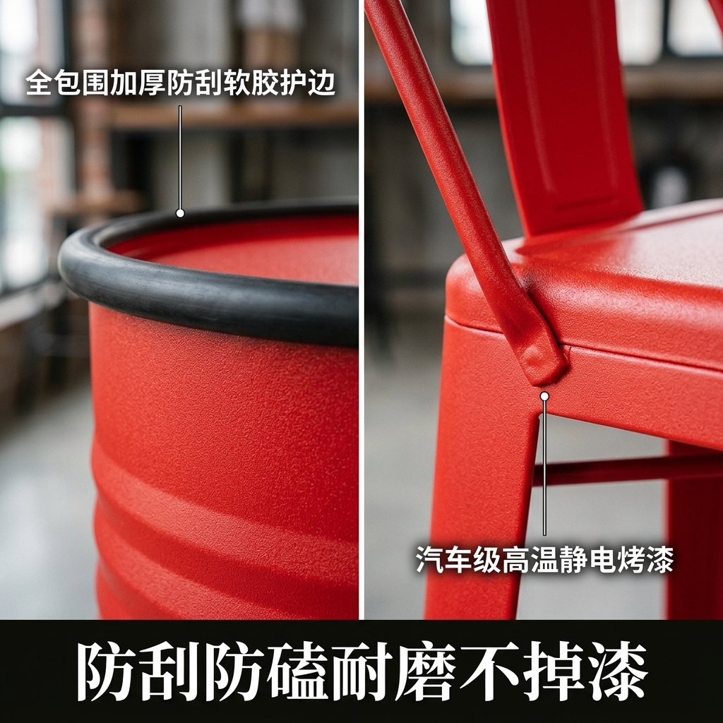 工业风油桶酒吧散台卡座桌椅创意户外休息区商用铁艺高脚桌椅组合 - 产品图片