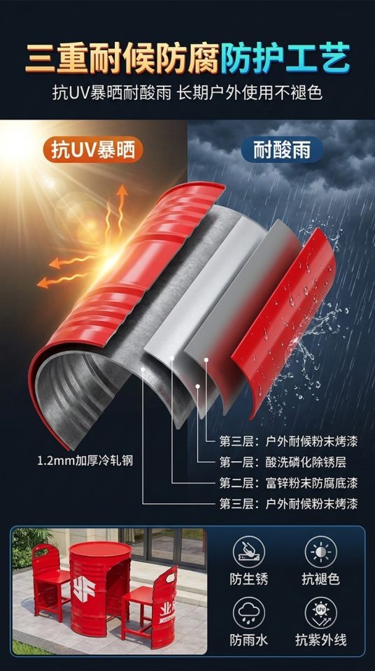 工业风外摆桌椅组合商业街酒吧清吧汉堡店卡座休息区油桶餐桌椅子