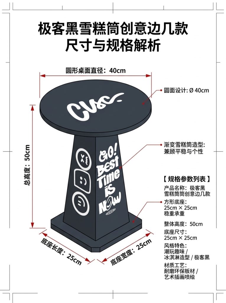 工业风雪糕筒桌创意茶几家用客厅沙发小桌子小户型边几多巴胺潮牌 - 产品图片