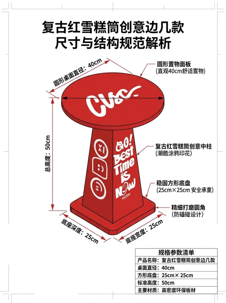 工业风雪糕筒桌创意茶几家用客厅沙发小桌子小户型边几多巴胺潮牌 - 产品图片