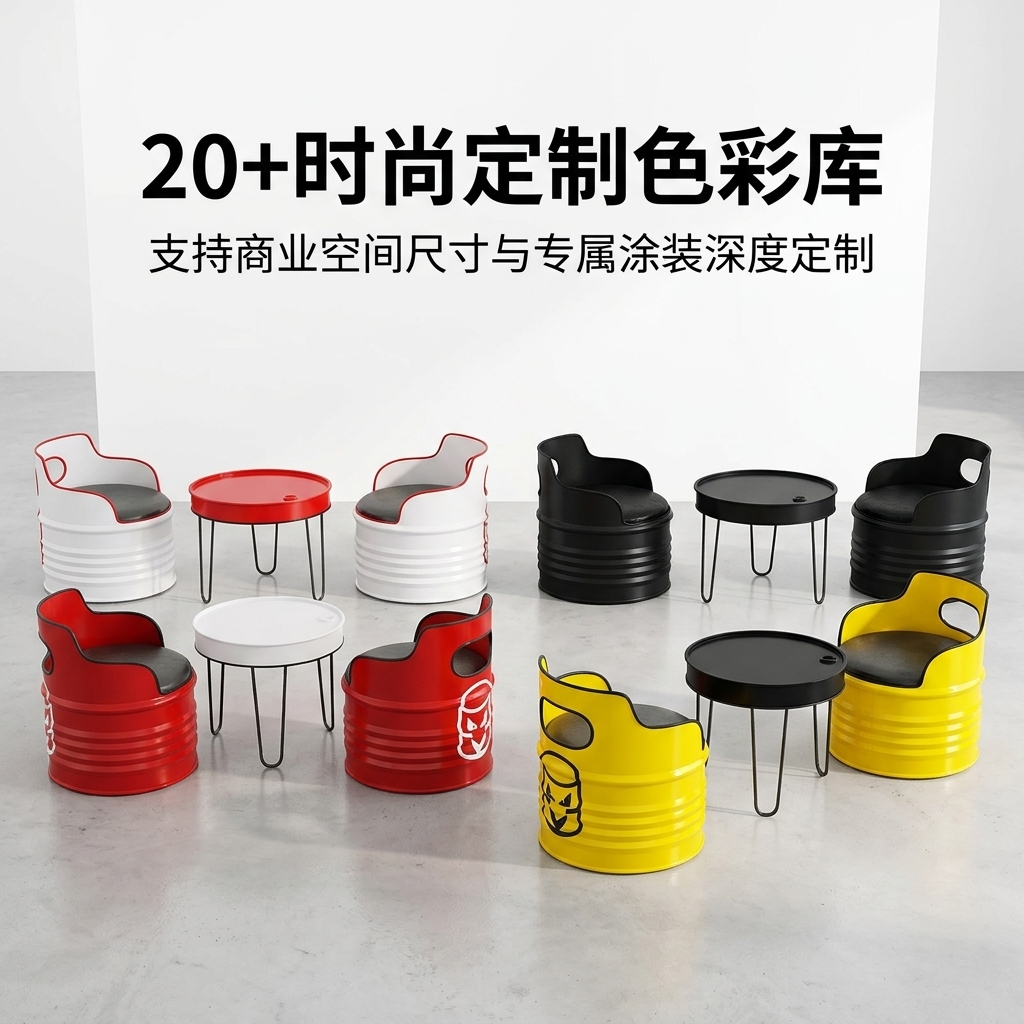 网红咖啡厅桌椅组合奶茶店餐台椅酒吧休息区洽谈桌工业风餐饮家具 - 产品图片