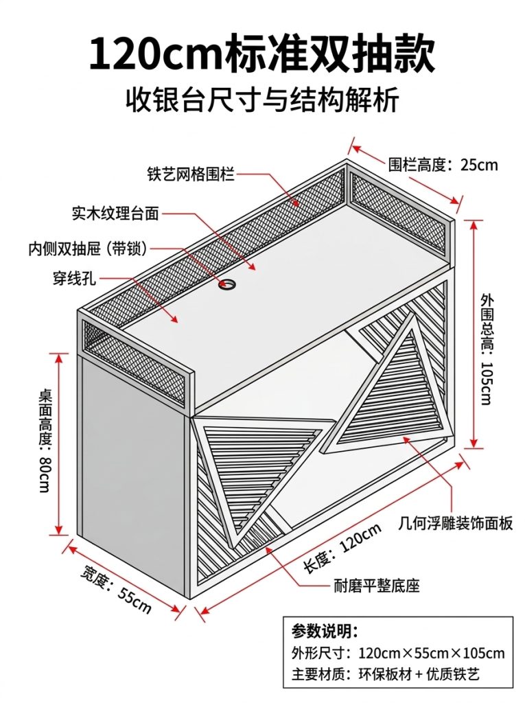 北欧ins网红服装店收银台吧台奶茶店咖啡厅复古小型前台接待柜台 - 产品图片