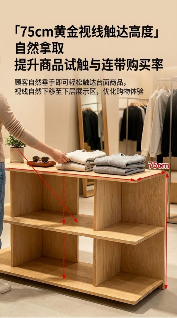 桦木海洋板中岛流水台商品收纳柜多层板陈列台可移动商用展示台 - 产品图片