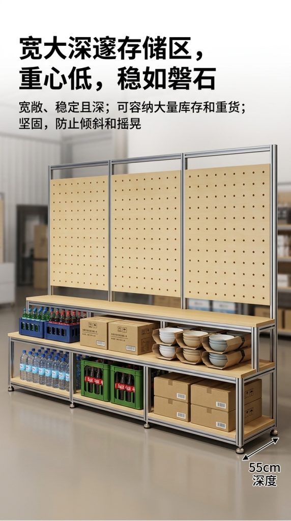 阶梯置物架商超多层陈列架海洋板店铺展示架洞洞板落地式收纳货架 - 产品图片
